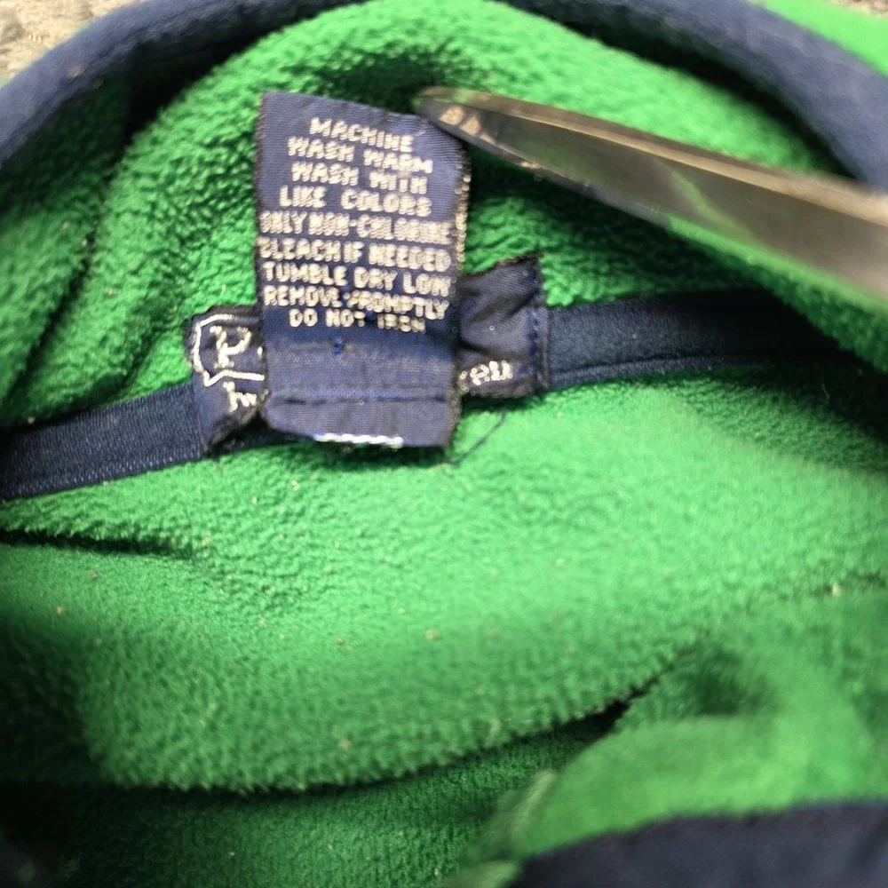 Polo by Ralph‎ Lauren Youth Quarter Zip Fleece Pullover Green Y2K Logo L 16/18